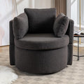 FOXHUNTER Swivel Barrel Chair 360 Degree Oversized Swivel Accent Chair with 3 Pillows Swivel Storage Chair for Nursery Living Room Bedroom 31.5D X 33.9W X 33.86H Inch (Teddy Dark Gray)