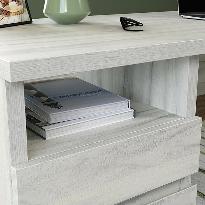Sauder Porto Palma Single Ped Desk Haze Acacia Finish