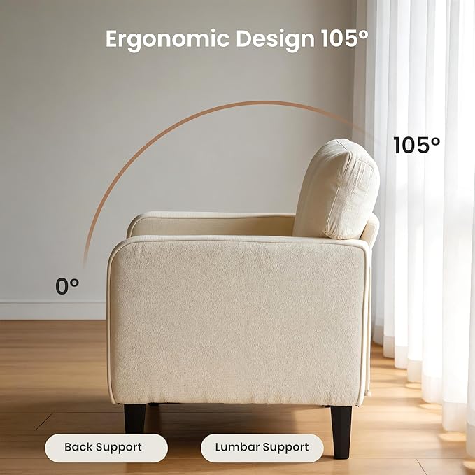 Simple Deluxe Modern Accent Chair Stylish Armchair for Adults with Backrest Cozy Lounge Seat Perfect for Living Room Bedroom Reading Nook Waiting &amp Reception Area White