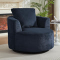 39.4 Wide Swivel Accent Chair Modern 360° Rotating Barrel Chair with Metal Base Club Single Sofa Chenille Armchair for Living Room Bedroom Reading Room Office (Dark Blue)