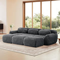 114.7”Boneless Cloud Couches Soft Fluffy Plush Fabric Modular Sectional Sofa Bed with 3 Ottoman 3-Seater Dark Gray Couches Comfy Sofa for Living Room