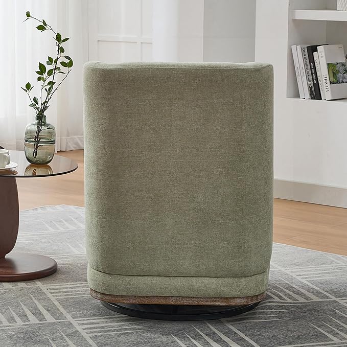 Swivel Accent Chair Mid Century Modern Square Swivel Barrel Chair 360 Degree Upholstered Living Room Accent ChairComfy Armless Barrel Chairs for Nursery Bedroom Chenille Pale Green