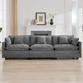 111'' Sectional Cloud Deep Seat Couch Modern Comfy Chenille Modular Sectional Sofa for Living Room Set Upholstered Modular 3-Seats Sofa Couch Grey