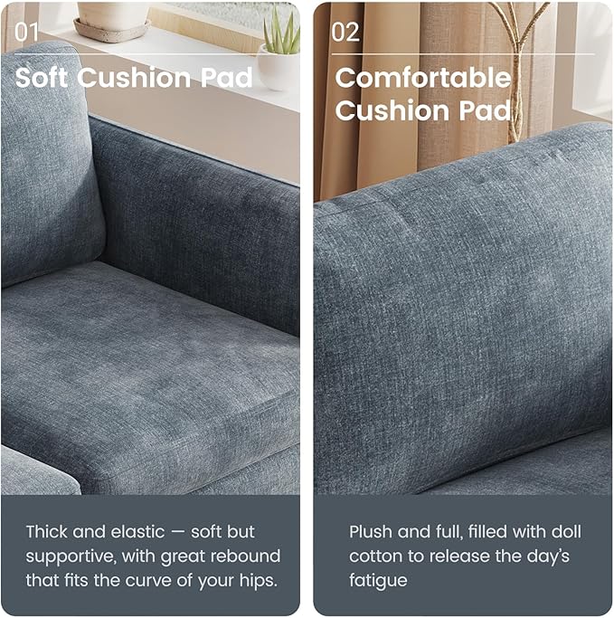 92.51 U Shaped Couch 5-Seater Modular Sectional Sofa with Chaise Comfy Cloud Couch with 2 Storage Ottomans Upholstered Sectional Sofa with Deep Seat for Living Room Apartments Blue