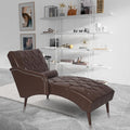 Luxury Indoor Recliner Chair with Pillow &amp Wooden Legs - Tufted Back &amp Arms PU Leather Lounge Chair for Living Room/Bedroom (Dark Brown)