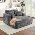 Chaise Lounge Chair Indoor Comfy Corduroy Plush Fluffy Foam Floor Compressed Sofa Chair Leisure Reading Single Sleeper Chaise Chair for Living Room Bedroom Office Pillows Included (Grey)