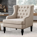 Rosevera Amelia 29 Modern Upholstered Accent Chair Armchair with Wingback Accent Leisure Chair Fabric Reading Living Room Single Sofa for Living Room Bedroom Balcony StudioBeige