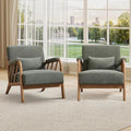 INZOY Accent Chairs Set of 2 Mid Century Modern Accent Chair with Wood Frame Upholstered Reading Armchair with Corduroy Fabric Accent Chair for Living Room Bedroom Apartment Easy Assembly Green