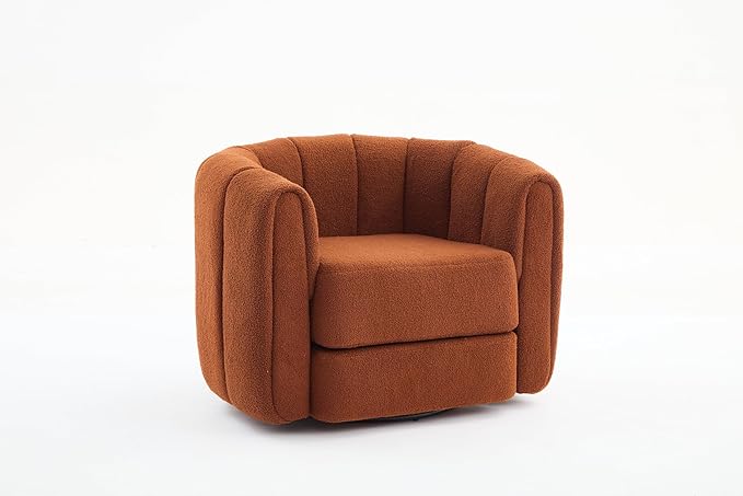 Swivel Accent Chair for Livingroom Teddy Fabric 360 Degree Round Swivel Barrel Armchair Wide Upholstered for Living Room Bedroom Reading Waitingroom (Brown)