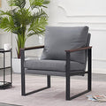MCombo Modern Accent Chairs Faux Leather Upholstered Living Room Armchairs Waiting Room Guest Chair for Bedroom Office HQ304 (1 Grey)