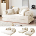 79 Boneless Couch with High Backrest Headrest Comfy Modular Foldable Floor Sleeper Sofa 5-in-1 Convertible Sofa Bed for Living Room Bedroom Lounge Studio White