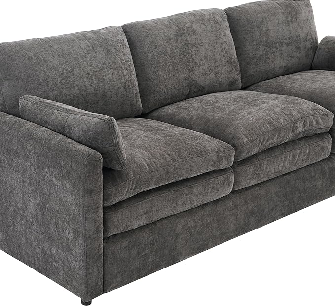 3-Piece Cozy Upholstered Sofa Set Upholstered Sofa Set with Single Sofa Loveseat and 3-Seater Sofa Oversized Comfy Cloud Sofa for Living Room Office Apartment (Grey-4c)