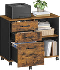 VASAGLE Lateral File Cabinet Home Office Printer Stand 3-Drawer Mobile Filing Cabinet with Open Storage Shelves for A4 Letter-Size Files Industrial Rustic Brown and Black UOFC041B01