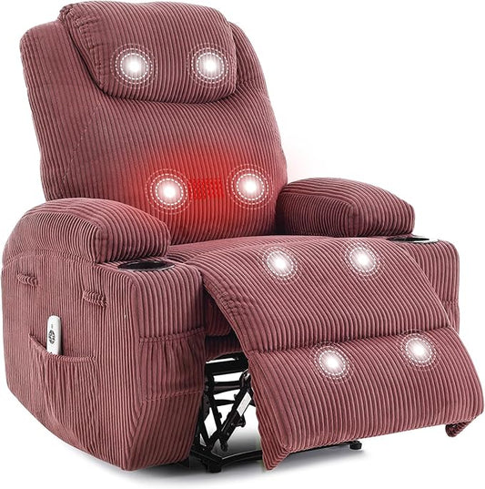 Massage Recliner Chair with Heat for Adults Extra Wide Manual Reclining Chair with Thick Sponge Armrests &amp Backrest Lazy Boy Recliner Sofa for Living Room &amp Bedroom Pink