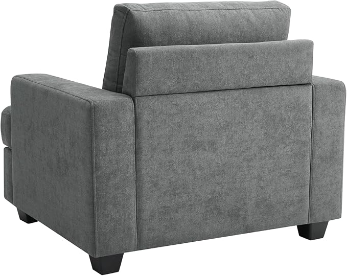 AC Pacific Thomas Armchair Comfortable Sofa Chair with Fabric Upholstery Plush Cushions Sturdy Wooden Frame Contemporary Living Room Furniture for Home or Apartment Grey