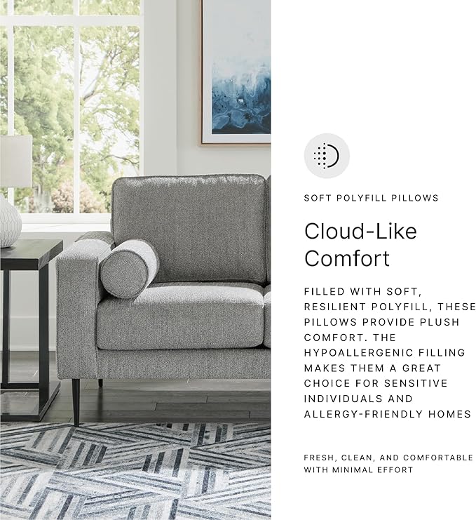 Signature Design by Ashley Hazela Casual Loveseat with 2 Bolster Pillows Gray