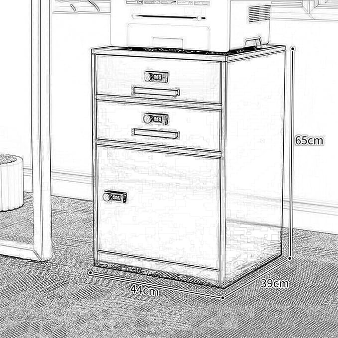 Under Desk Filing Cabinet Small Cabinet with Locking Drawer Cabinet File Information Cabinet Tin File Cabinet (Color : Grey)