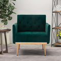 Modern Accent Chair Upholstered Single Sofa Arm Chair for Living Room and Bedroom Upholstered Comfy Armchair Chair with Solid Tapered Metal Legs (Green)