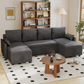 U Shaped Sleeper Sofa：Pull Out Couch with Storage for Living Room Most Comfortable Sleeper Sectional Sofa Gray Let Out Couch with Chaise Lounge Sofas Bed (106.3 U Shape Sofa Bed)