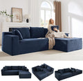 103 L-Shape Cloud Couch with Chaise Upholstered Corduroy Modular Sectional Sofa Deep Seat Couch with Free Combination for Living Room &amp ApartmentNo Assembly Required(BlueRight Facing Chaise)