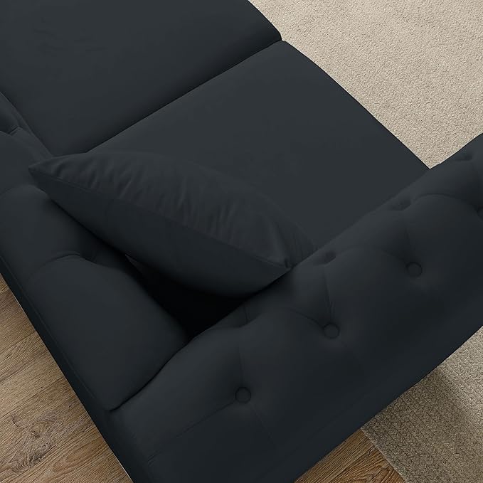 Oversized Velvet Loveseat 80 Inch Sectional CouchLuxury 3 Seater Deep Couch with NailheadUpholstered Sofa for Living Room Bedroom Apartment