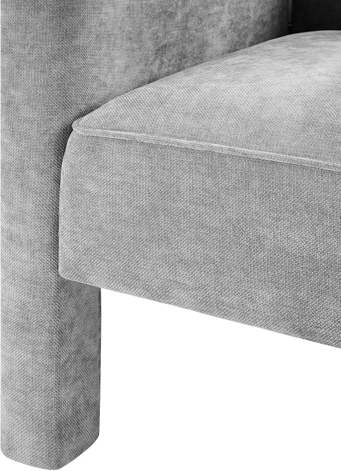 Christopher Knight Home Nory Modern Accent Chair with Arms Comfy Chenille Upholstered Barrel Armchair Extra Seating Lounge with Wood Frame Single Sofa for Living Room/Bedroom Grey