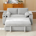 68.11 Corduroy Sleeper Chair Bed with USB Port Cup Holders &amp Side Storage Pockets – 3-in-1 Foldable Sofa Bed for Guest Room Living Room –Gray