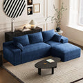 108 Boneless Couches for Living Room Comfy L Shaped Sectional Couches Modern Deep Seat Modular Sofa Cloud Fluffy Corduroy Couch with Movable Ottoman No Assembly Needed Blue