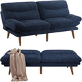 Pipishell Futon Sofa Bed Modern 66 Futon Couch Convertible to Bed &amp Lounger Compact Size Corduroy Loveseat Durable Construction - Fits Small Spaces ApartmentsStudy Room (Sky Blue 66 Inch)
