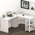 SHW 51 x 51 Inches L-Shaped Home Office Wood Corner Desk wtih Storage White
