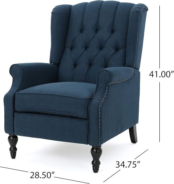 Christopher Knight Home Walter Fabric Recliner Dark Blue