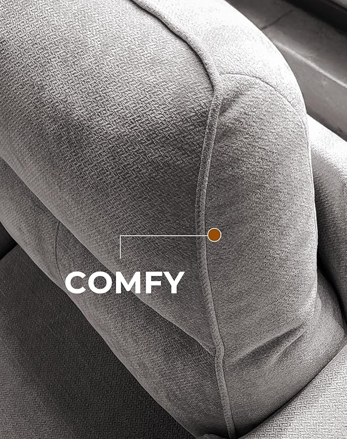 88.97 Modern Sofa Couches for Living Room Deep Seat Sofas with 8”Cushion Comfy 2-Seater Chenille Loveseat with Convertible Armrest Removable Sofa Cover High Leg(Light Gray)