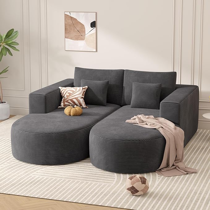 Modular Sectional Sofa BedConvertible Cloud Couches for Living Room2 Chaise Corduroy Boneless Couch Sleeper Sofa SetOversized Chaise Lounge Chair for BedroomNo Assembly RequiredGray 1PCS