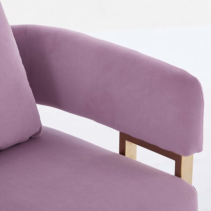 Teddy Fabric Accent Chair Modern Side Chair with Gold Metal Legs 51 Inch Wide Upholstered Loveseat for Living Room Dressing Area Office (Lilac)