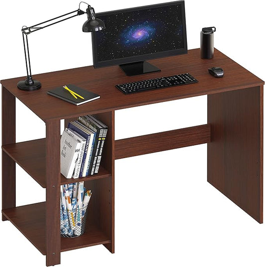SHW 38-Inch Home Office Computer Desk with Shelves Cherry