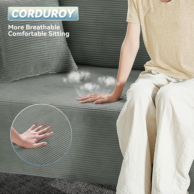 3 Seater Sofa Couch for Living Room (Light Grey 38 D + 4 Pillows)