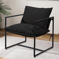 Kromax Sling Accent Chair Cozy Living Room Chairs Square Metal Frame Upholstered Soft Cushion Sponge 28 x28“x32 Easy Assembly Black
