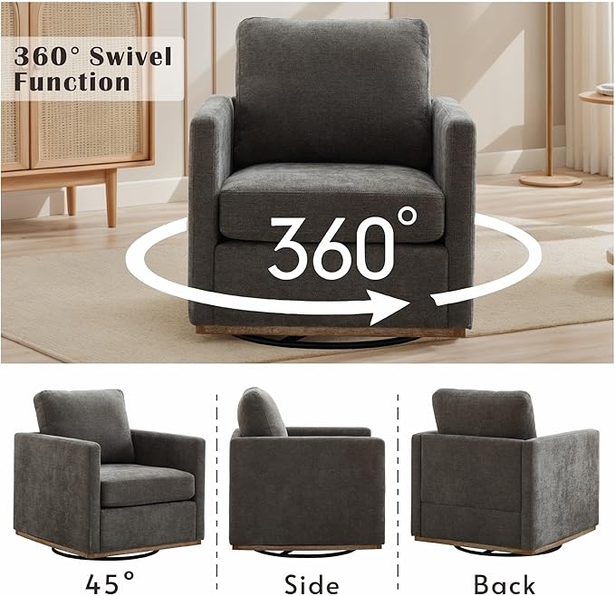 Mlmh &amp Kngwa 30.7 Swivel Accent Chair Set of 2 for Living Room Mid Century Modern Armchair Reading Chairs for BedroomChenilleCharcoal