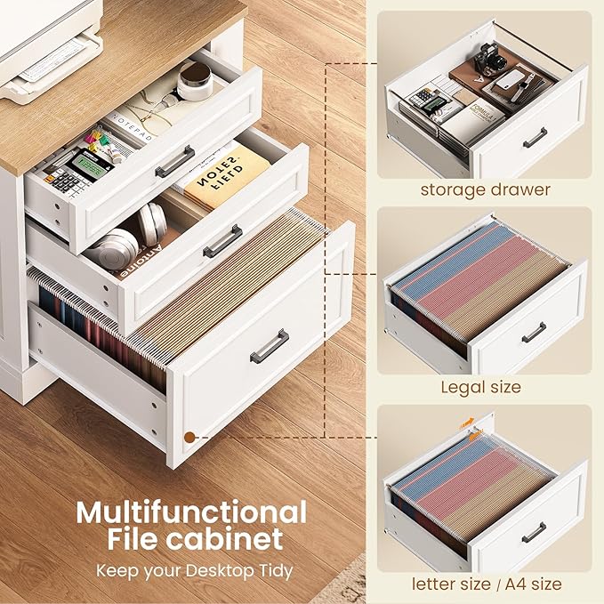 SEDETA Farmhouse L Shaped Electric Standing Desk 70.9 x 39.4 Height Adjustable Office Executive Desk with 3 Drawers Standing Computer Desks with Power Outlet for Home Office Oak