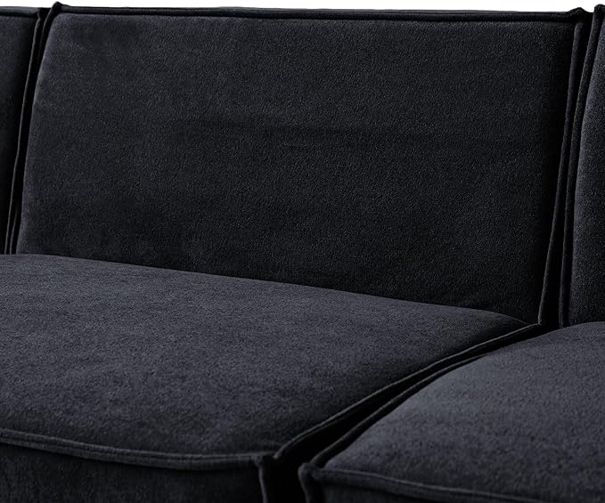 Modular Sectional Sofa Couch150 U-Shaped Cloud Couch Minimalist 6 Seater Sofa Convertible Couches for Living RoomBlack