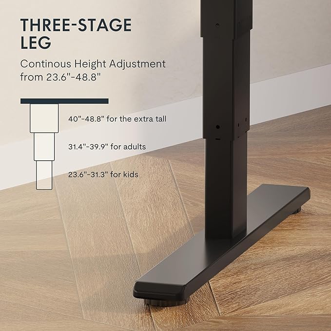 FlexiSpot E6 Solid Wood 3-Stage Dual Motor 71 x 30 Electric Standing Desk Holds 220 lbs Adjustable Height w/ Memory Presets Butcher Block Rubberwood Desktop &amp Black Frame Ships in 2 Boxes
