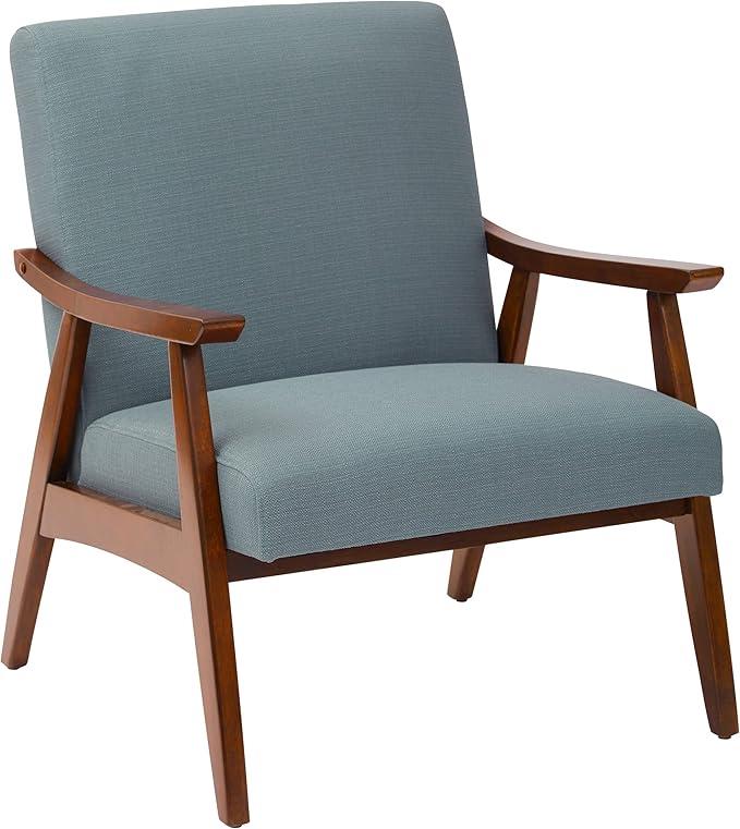 OSP Home Furnishings Davis Accent Chair with Medium Espresso Frame Klein Sea Green