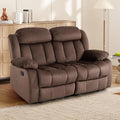 INZOY Manual Loveseat Recliner Sofa with Padded Armrest Wall-Hugger 2 Seat Reclining Love Seat Couches with Overstuffed Back Double Seater Reclining Chair for Living Room Theater Seating Brown