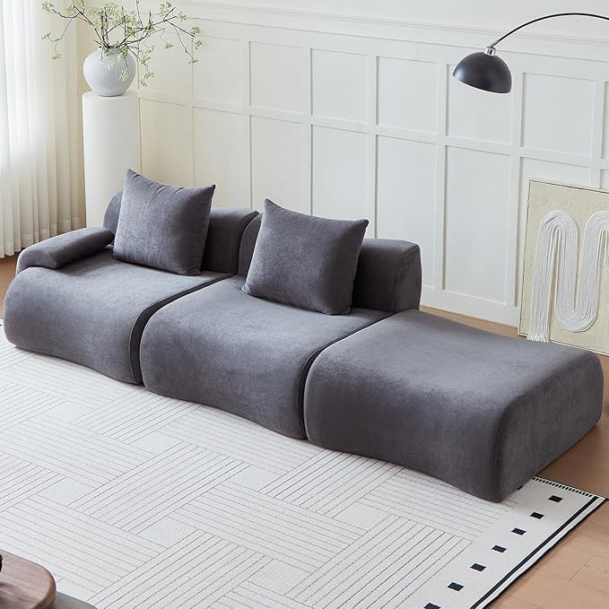 UKMTUET Sectional Couches for Living Room 114 L Shaped Couch with Chaise Boneless Couch with Convertible Ottoman Modular Sectional Sofa Comfy Couch with for Bedroom Office No Assembly Required |