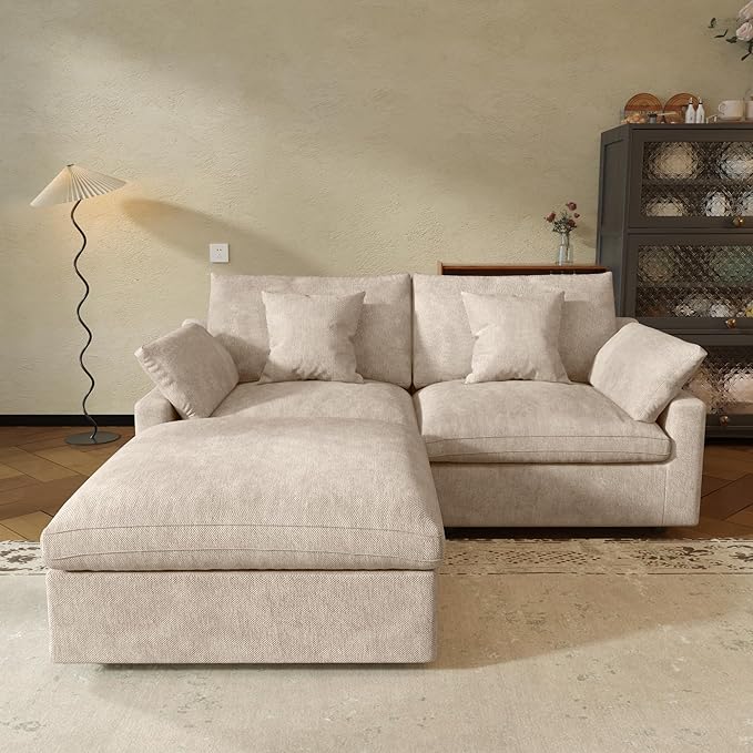 JACH Sectional Couches for Living Room Cloud Sectional Couch with Deep Seat Love Seat Modular Sofa with Chaise Ottoman Covers Removable &amp Washable Sofas Furniture for Living Room Khaki
