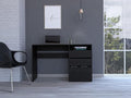 Black Wengue 3-Drawer 1-Shelf Computer Desk for Home Office Storage