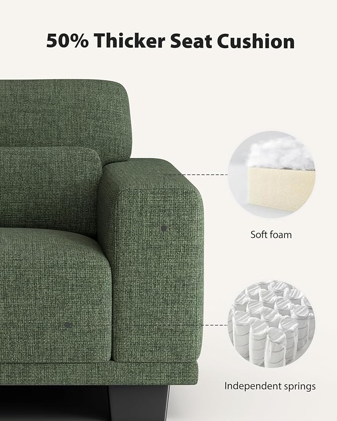 Pipishell 65 Modern Couch with Deep Seats and Wide Armrests Loveseat Couches for Living Room Comfortable Love Seat Sofa with Sturdy Frame Removable &amp Washable Covers Green