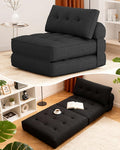 KINGYES Folding Chair Bed 3 in 1 Convertible Sleeper Chair with Pillow Foldable Futon Chair for Living Room Black