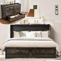 AMERLIFE Full Murphy Bed Cabinet with Charging Station and Storage Farmhouse Foldable Platform Bed for Guest Room Office Small Spaces Black Oak