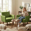 Faux Leather Accent Chair Modern PU Armchair Retro Tufted Upholstered Arm Chair Comfy Leather Club Chair Single Sofa for Living Room Bedroom Reading Room Apartment(Green)